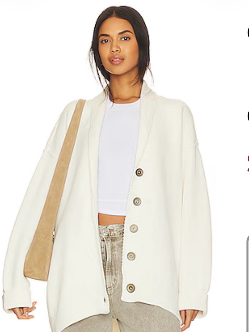 NWT Free People Chamomile Cardi Ivory Oversized Cardigan M Retail: $168